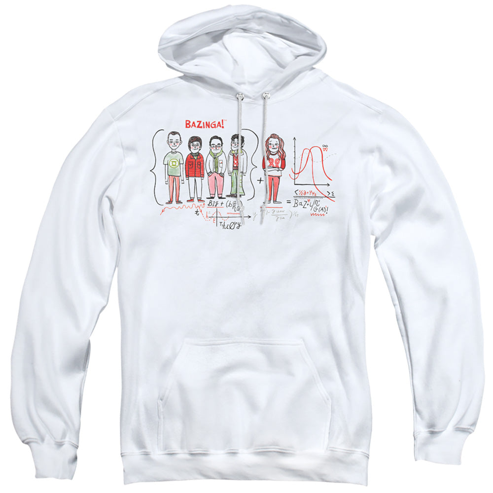 BIG BANG THEORY/BAZINGA EQUATION - ADULT PULLOVER HOODIE - WHITE