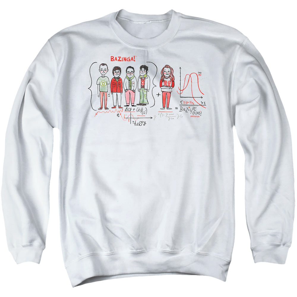 BIG BANG THEORY/BAZINGA EQUATION - ADULT CREWNECK SWEATSHIRT - WHITE
