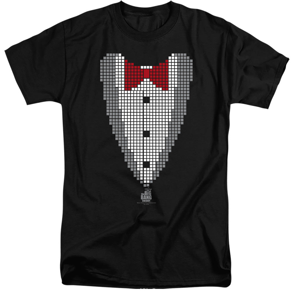 BIG BANG THEORY/PIXELATED TUX - S/S ADULT TALL 18/1 - BLACK
