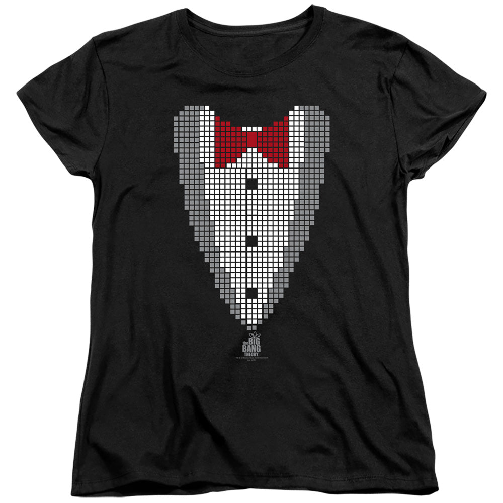 BIG BANG THEORY/PIXELATED TUX - S/S WOMENS TEE - BLACK