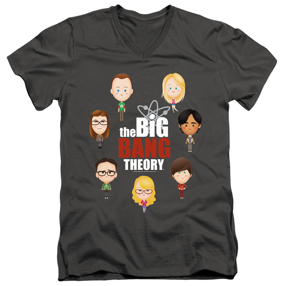 BIG BANG THEORY/EMOJIS - S/S ADULT V-NECK 30/1 - CHARCOAL