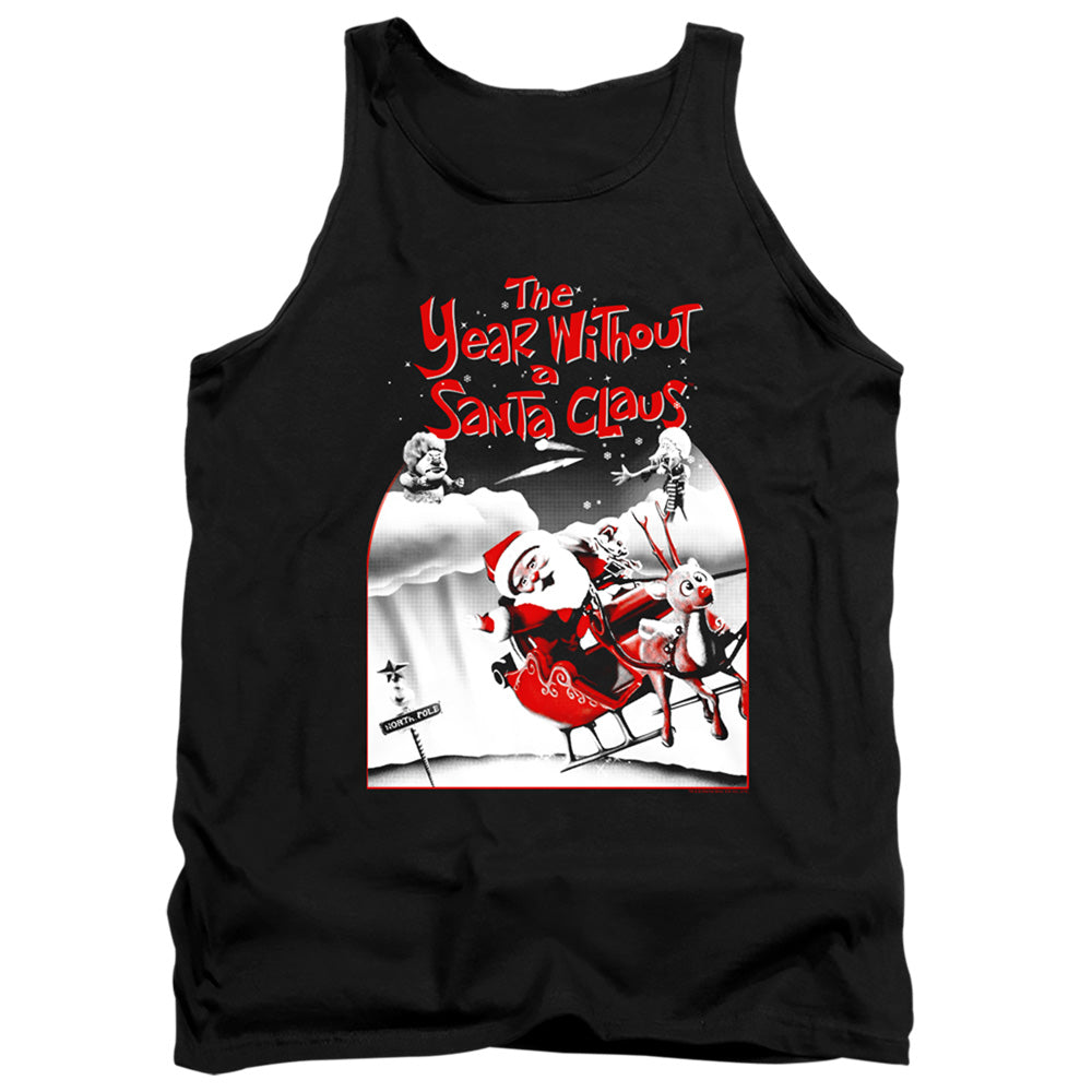 THE YEAR WITHOUT A SANTA CLAUS/SANTA POSTER - ADULT TANK - BLACK