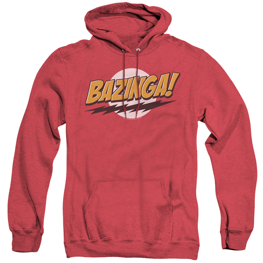 BIG BANG THEORY/BAZINGA - ADULT HEATHER HOODIE - RED