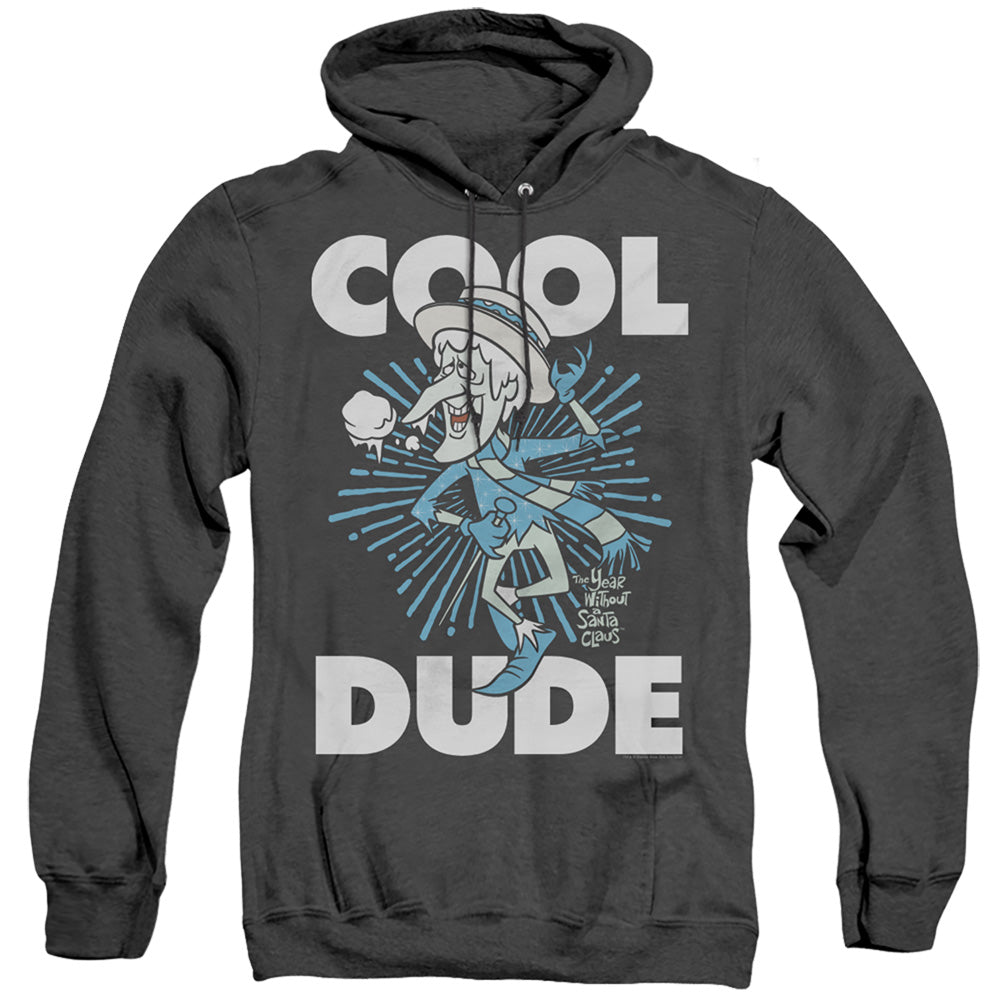 THE YEAR WITHOUT A SANTA CLAUS/COOL DUDE - ADULT HEATHER HOODIE - BLACK