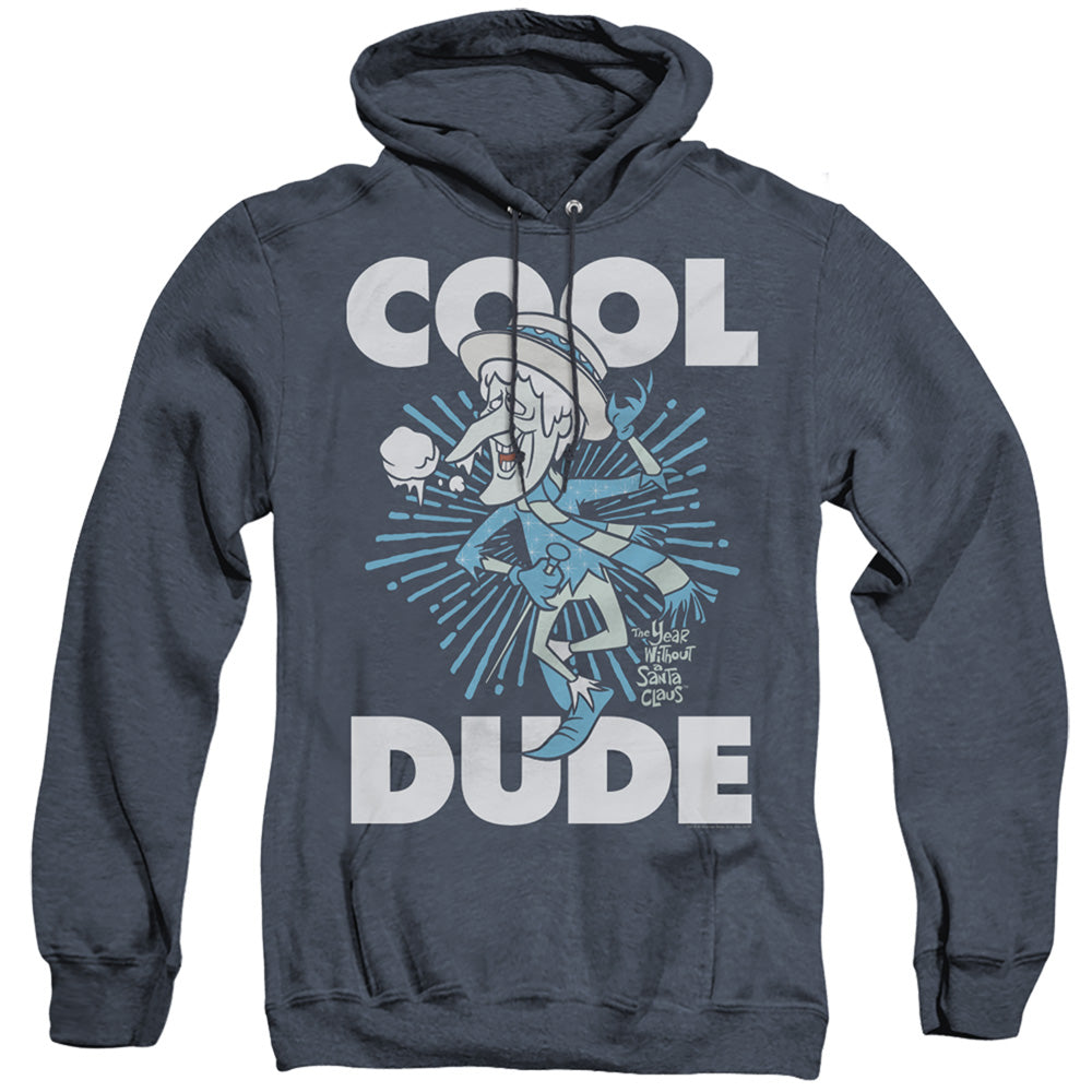 THE YEAR WITHOUT A SANTA CLAUS/COOL DUDE - ADULT HEATHER HOODIE - NAVY