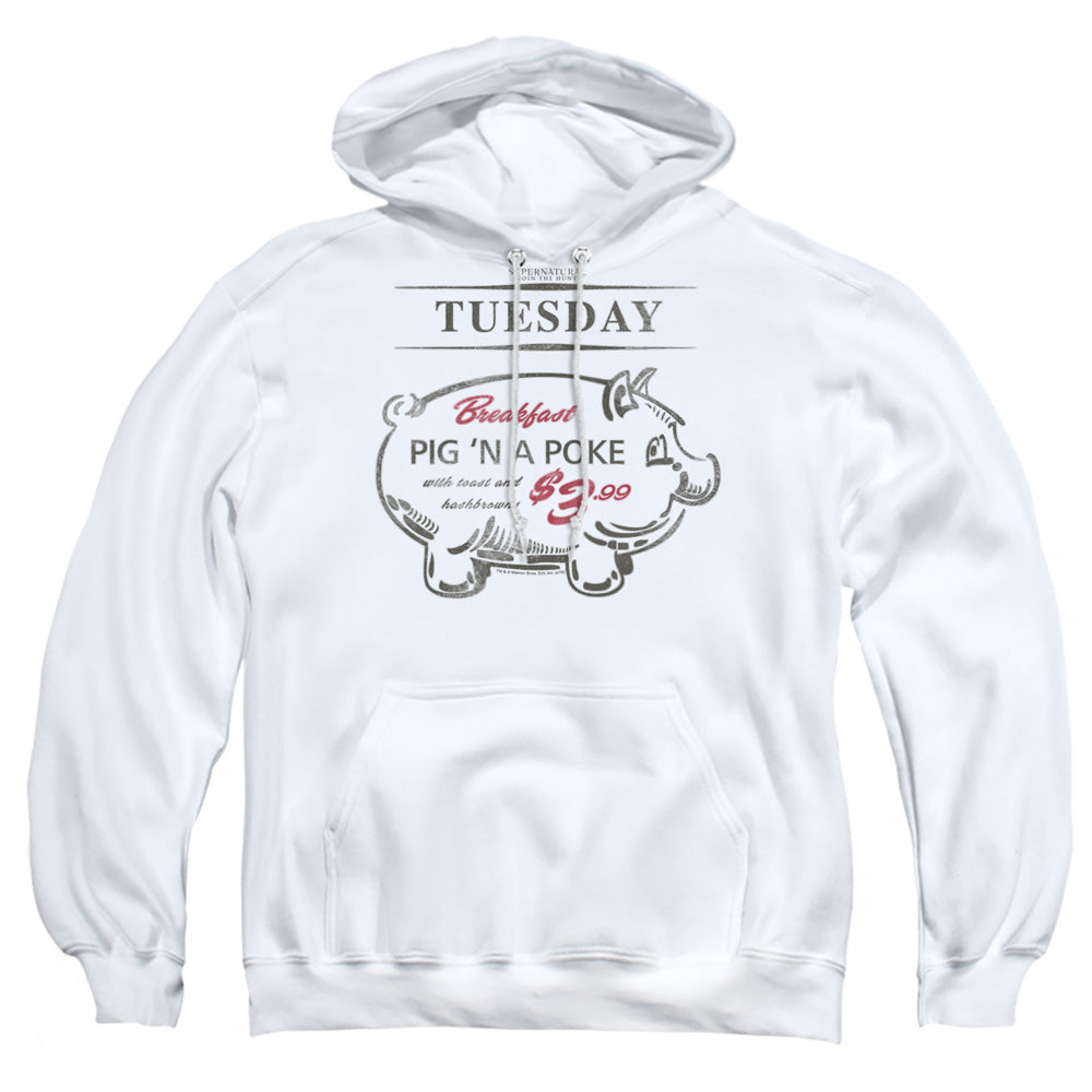 SUPERNATURAL/PIG N POKE - ADULT PULLOVER HOODIE - WHITE