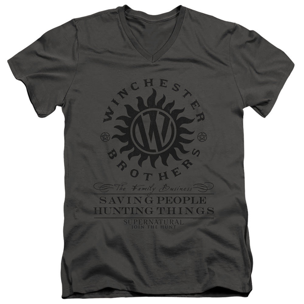 SUPERNATURAL/WINCHESTER ANTI POSSESSION - S/S ADULT V-NECK 30/1 - CHARCOAL
