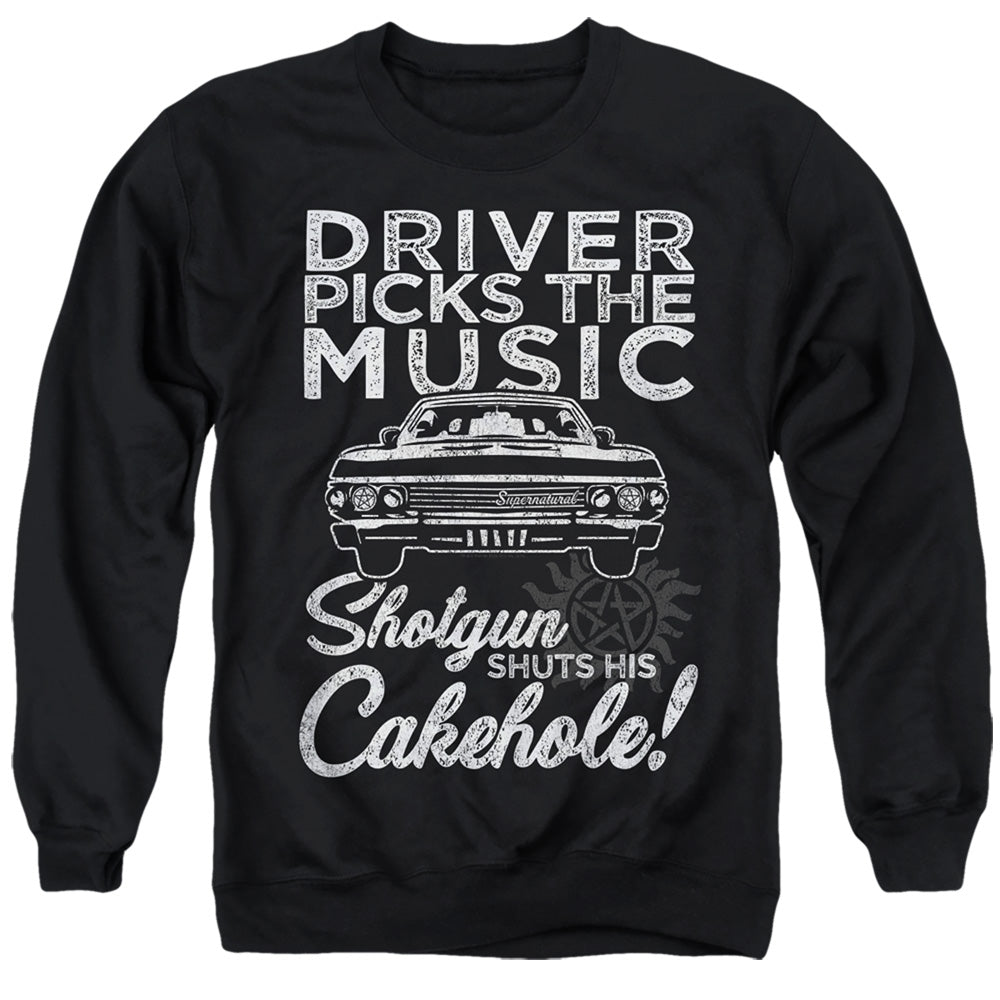 SUPERNATURAL/DRIVER PICKS MUSIC - ADULT CREWNECK SWEATSHIRT - BLACK