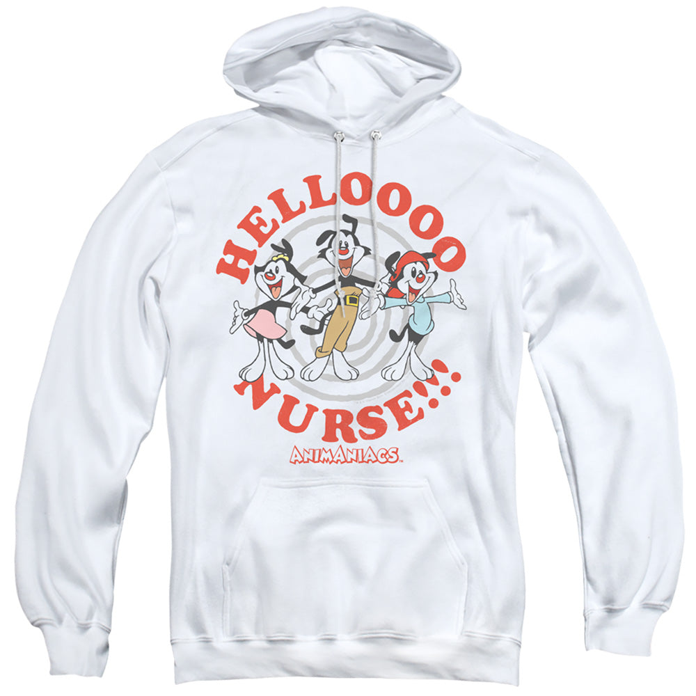 ANIMANIACS/HELLO NURSE - ADULT PULLOVER HOODIE - WHITE