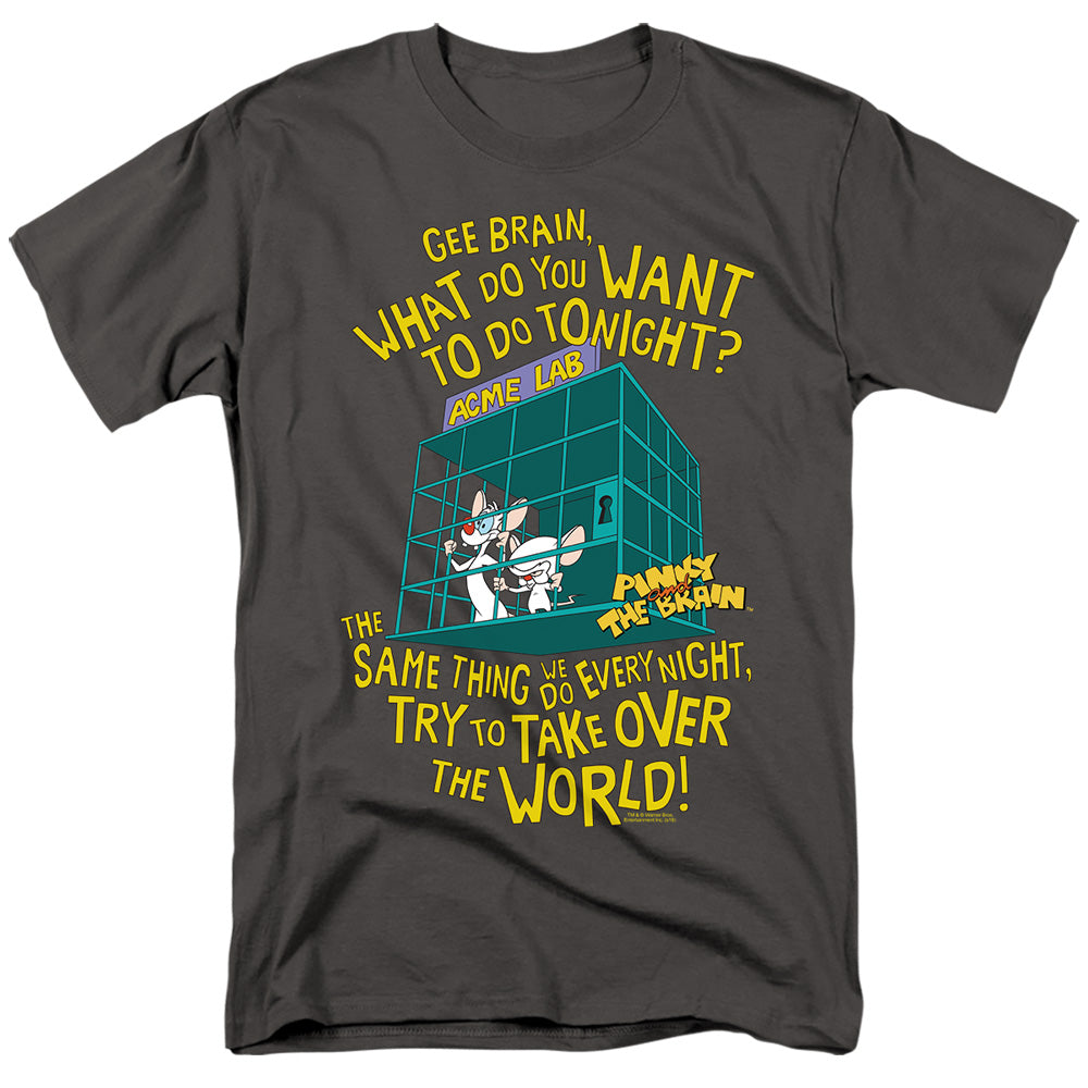 PINKY AND THE BRAIN/THE WORLD - S/S ADULT 18/1 - CHARCOAL