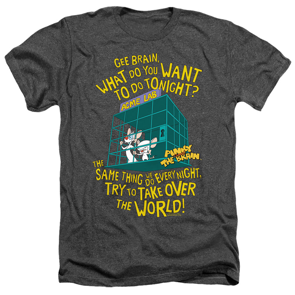 PINKY AND THE BRAIN/THE WORLD - ADULT HEATHER - CHARCOAL