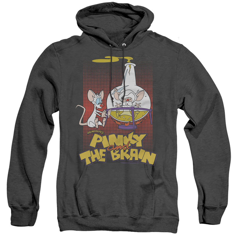 PINKY AND THE BRAIN/LAB FLASK - ADULT HEATHER HOODIE - BLACK