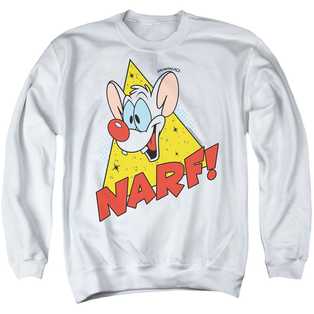 PINKY AND THE BRAIN/NARF - ADULT CREWNECK SWEATSHIRT - WHITE
