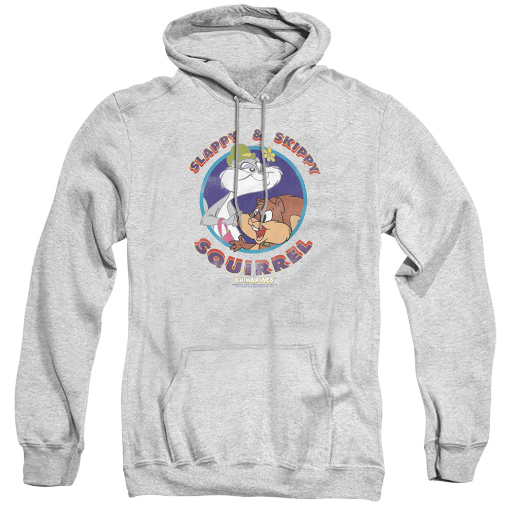 ANIMANIACS/SLAPPY AND SKIPPY SQUIRREL - ADULT PULLOVER HOODIE - ATHLETIC HEATHER