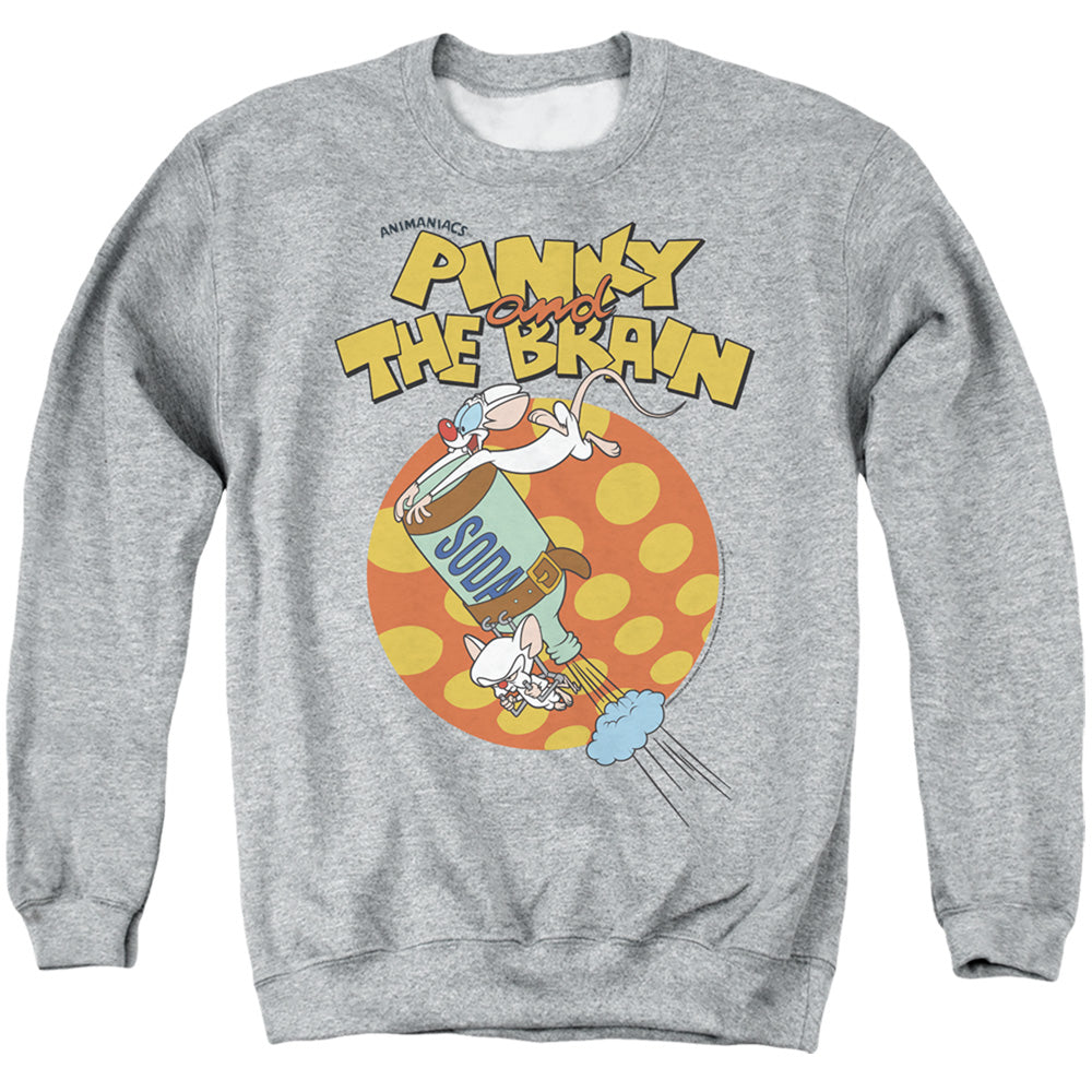 PINKY AND THE BRAIN/SODA - ADULT CREWNECK SWEATSHIRT - ATHLETIC HEATHER