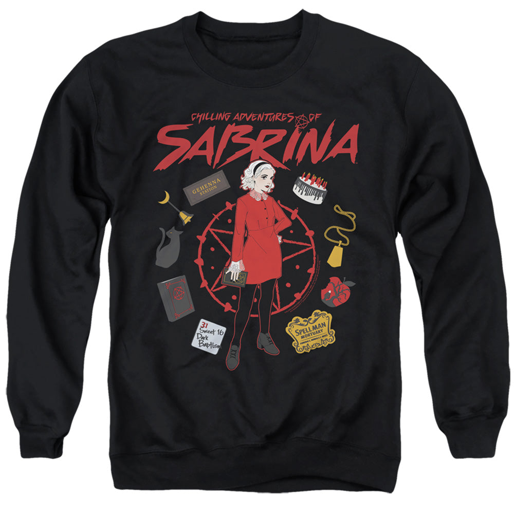 CHILLING ADVENTURES OF SABRINA/CIRCLE - ADULT CREWNECK SWEATSHIRT - BLACK