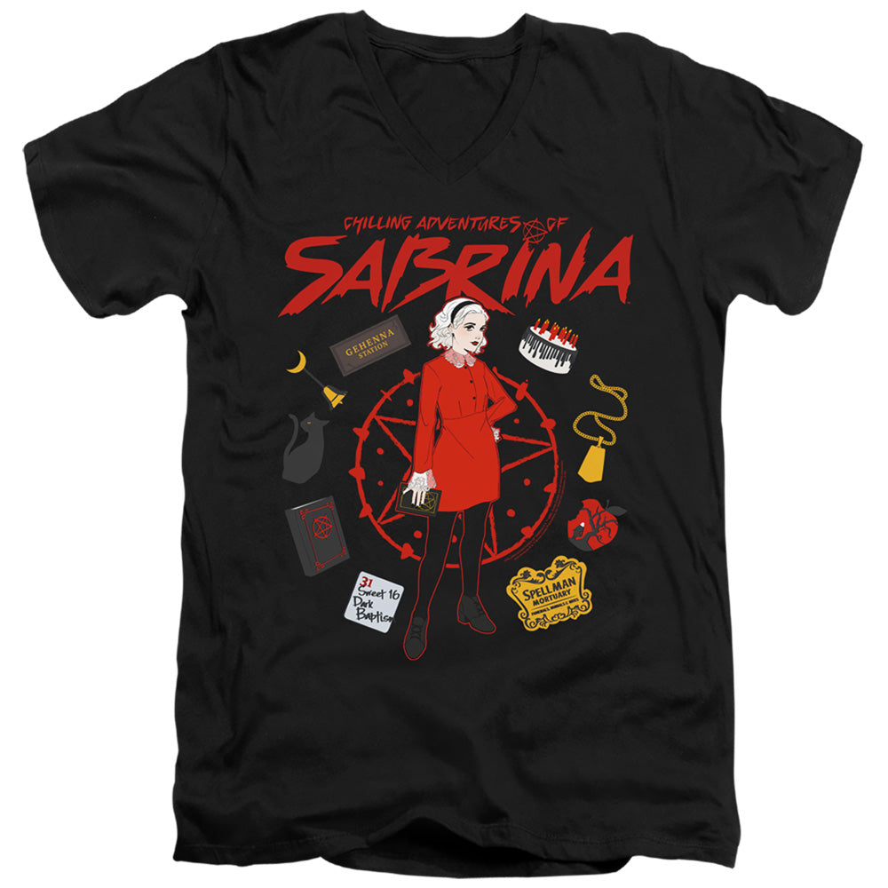 CHILLING ADVENTURES OF SABRINA/CIRCLE - S/S ADULT V-NECK 30/1 - BLACK