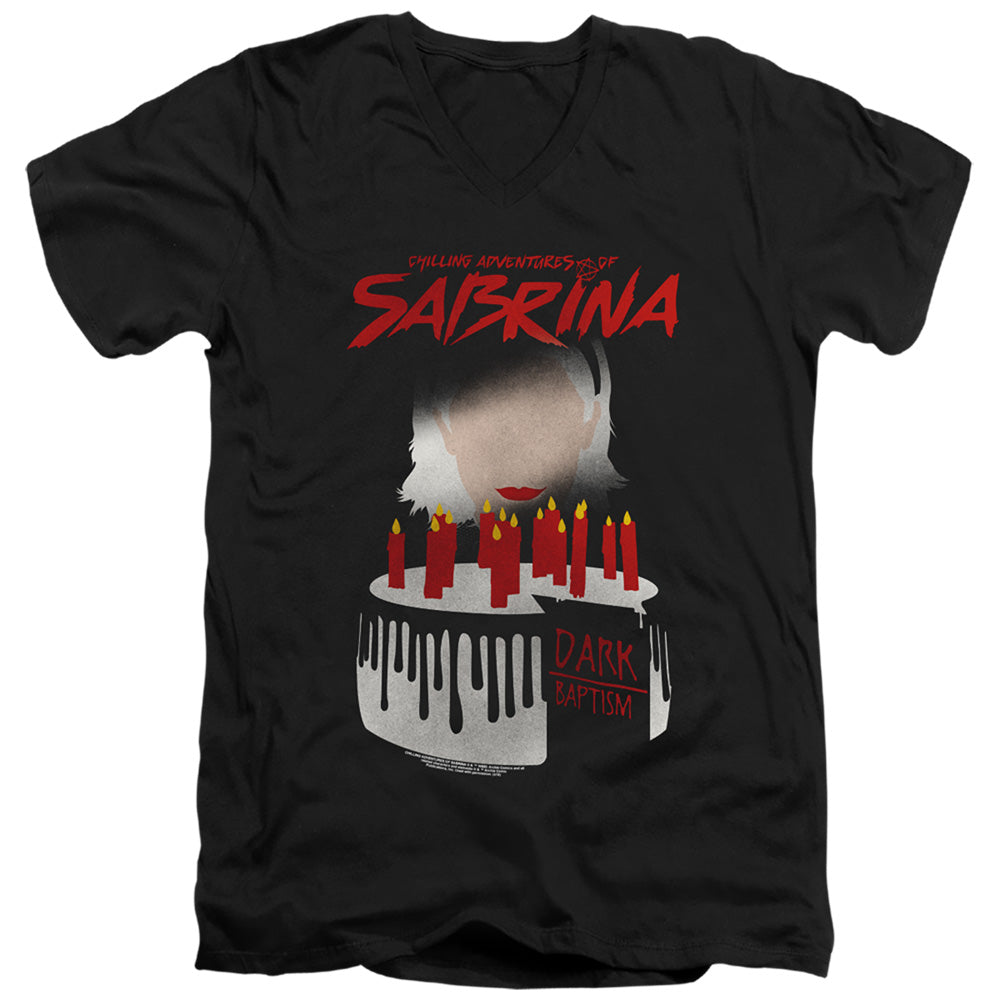 CHILLING ADVENTURES OF SABRINA/DARK BAPTISM - S/S ADULT V-NECK 30/1 - BLACK