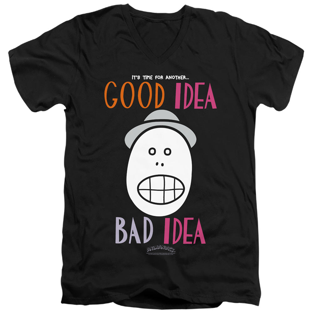 ANIMANIACS/GOOD IDEA BAD IDEA - S/S ADULT V-NECK 30/1 - BLACK