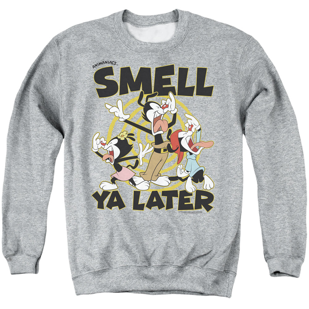 ANIMANIACS/SMELL YA LATER - ADULT CREWNECK SWEATSHIRT - ATHLETIC HEATHER
