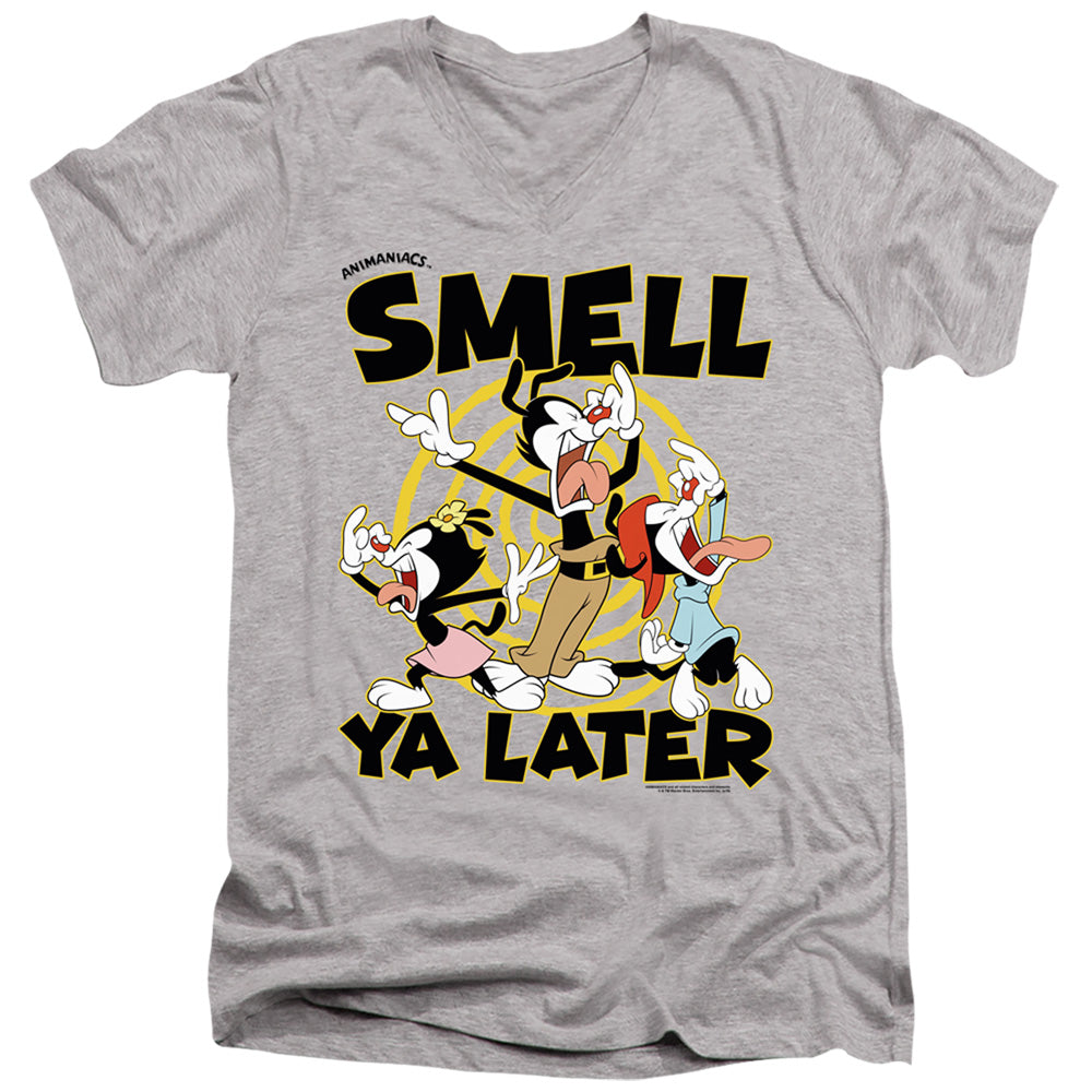 ANIMANIACS/SMELL YA LATER - S/S ADULT V-NECK 30/1 - ATHLETIC HEATHER
