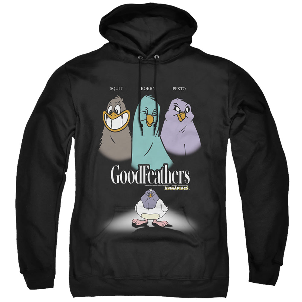 ANIMANIACS/GOODFEATHERS - ADULT PULLOVER HOODIE - BLACK