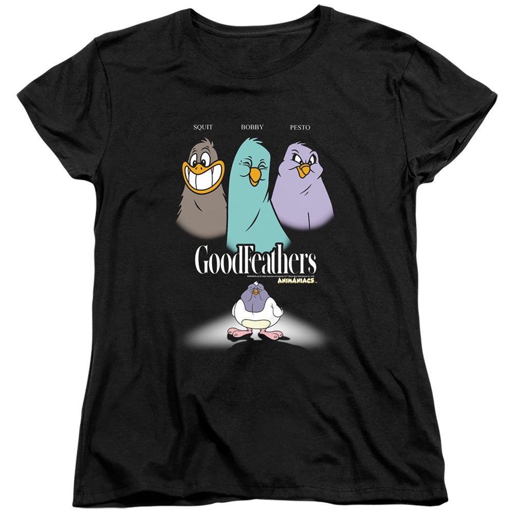 ANIMANIACS/GOODFEATHERS - S/S WOMENS TEE - BLACK