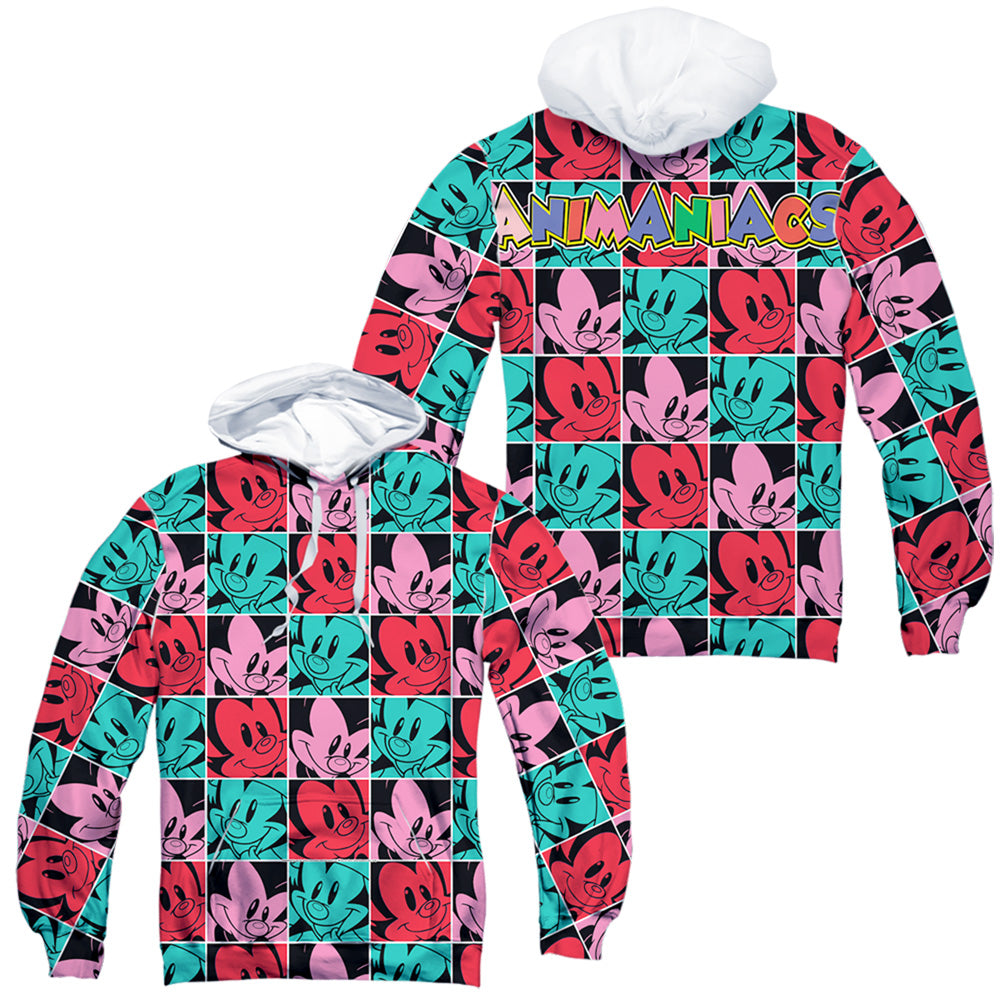 ANIMANIACS/SQUARES (FRONT/BACK PRINT) - ADULT POLY PULLOVER HOODIE - MULTI