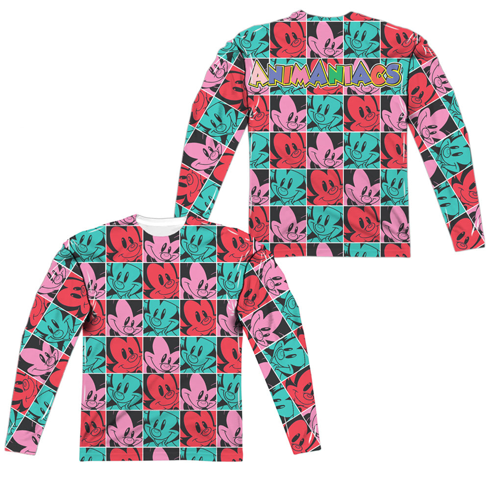 ANIMANIACS/SQUARES (FRONT/BACK PRINT) - L/S ADULT POLY CREW  - MULTI