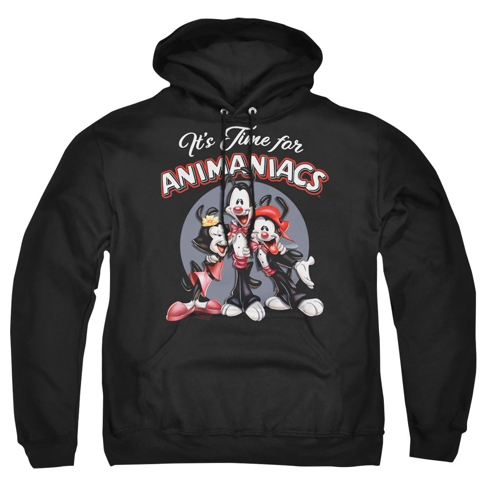 ANIMANIACS/ITS TIME FOR - ADULT PULLOVER HOODIE - BLACK