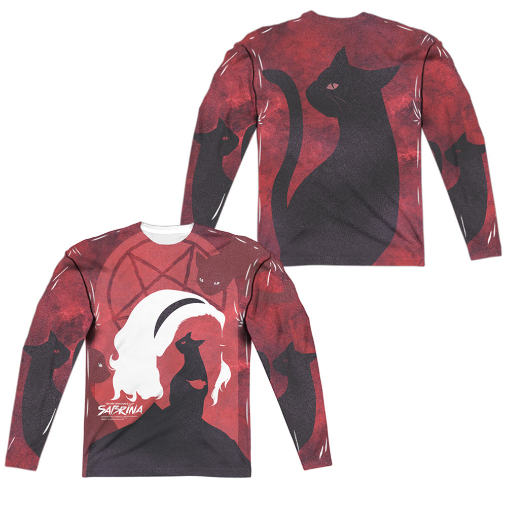 CHILLING ADVENTURES OF SABRINA/CATS (FRONT/BACK PRINT) - L/S ADULT POLY CREW  - MULTI