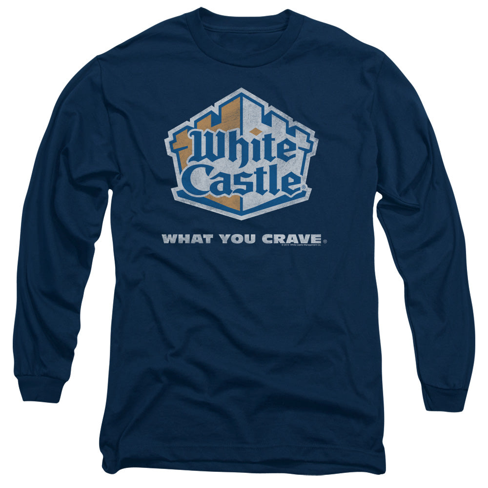 WHITE CASTLE/DISTRESSED LOGO - L/S ADULT 18/1 - NAVY