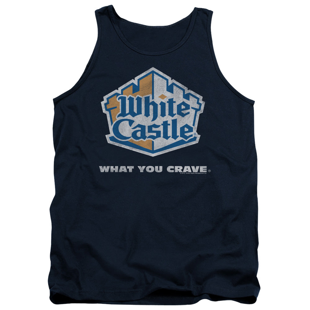 WHITE CASTLE/DISTRESSED LOGO - ADULT TANK - NAVY