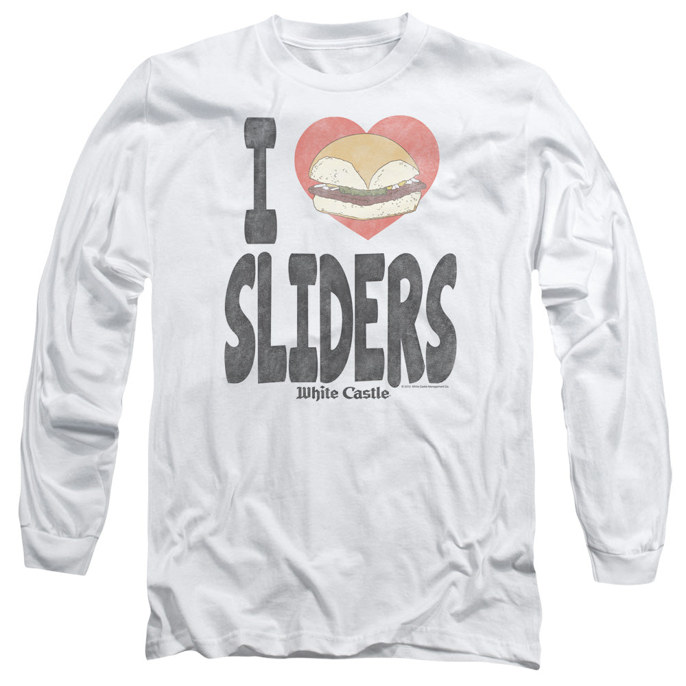 WHITE CASTLE/I HEART SLIDERS - L/S ADULT 18/1 - WHITE