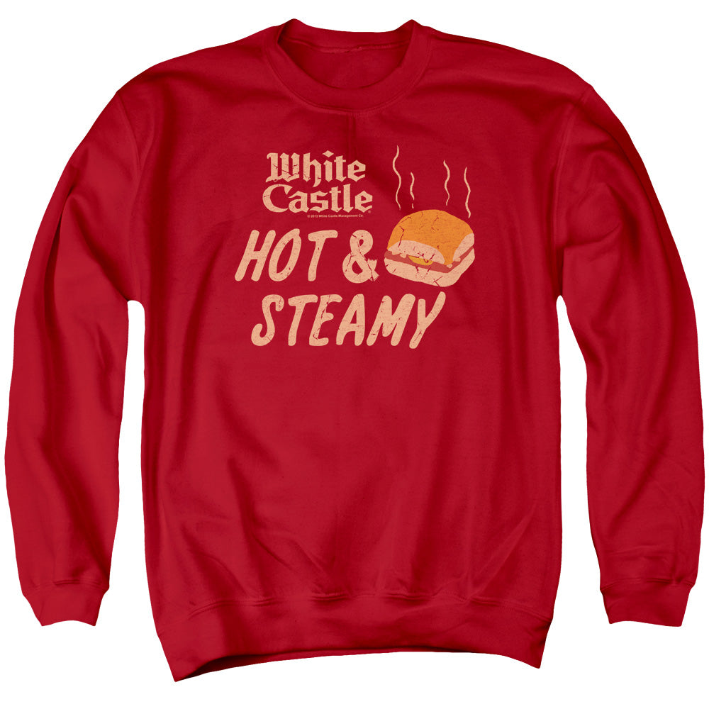 WHITE CASTLE/HOT &AMP; STEAMY - ADULT CREWNECK SWEATSHIRT - RED