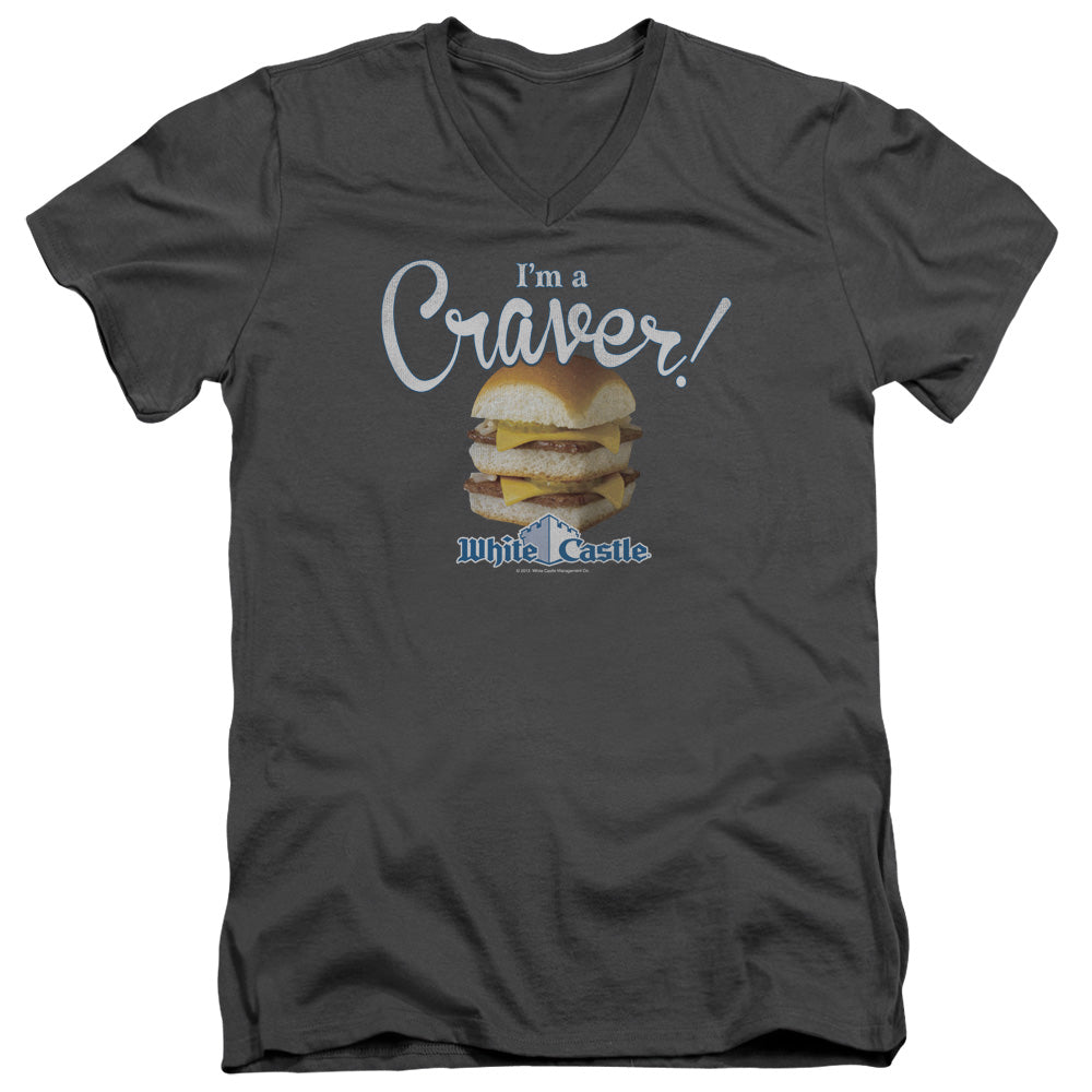 WHITE CASTLE/CRAVER - S/S ADULT V-NECK 30/1 - CHARCOAL