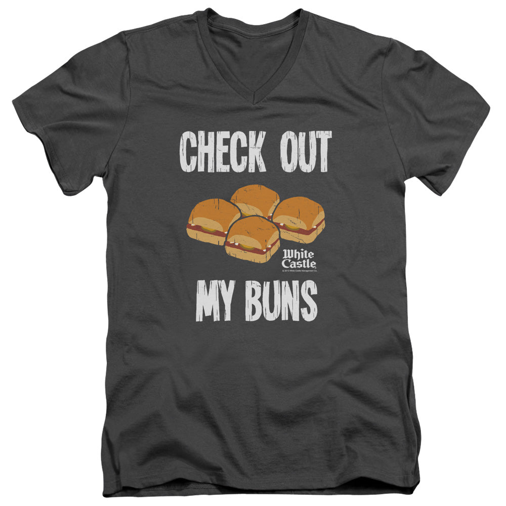 WHITE CASTLE/MY BUNS - S/S ADULT V-NECK 30/1 - CHARCOAL