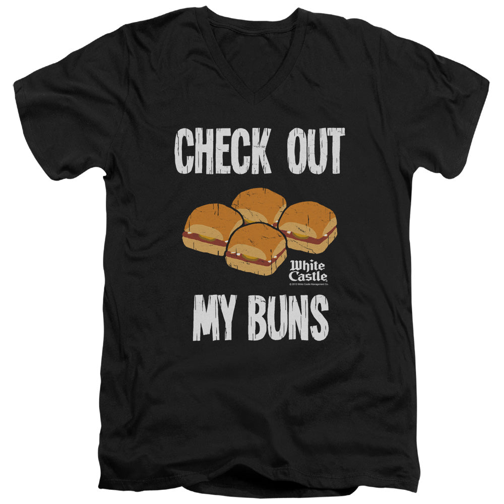 WHITE CASTLE/MY BUNS - S/S ADULT V-NECK 30/1 - BLACK