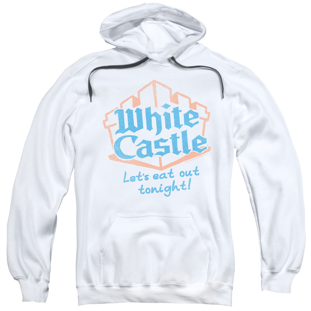 WHITE CASTLE/LETS EAT - ADULT PULLOVER HOODIE - WHITE