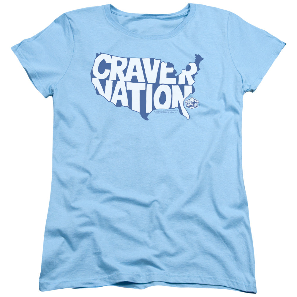 WHITE CASTLE/CRAVER NATION - S/S WOMENS TEE - LIGHT BLUE