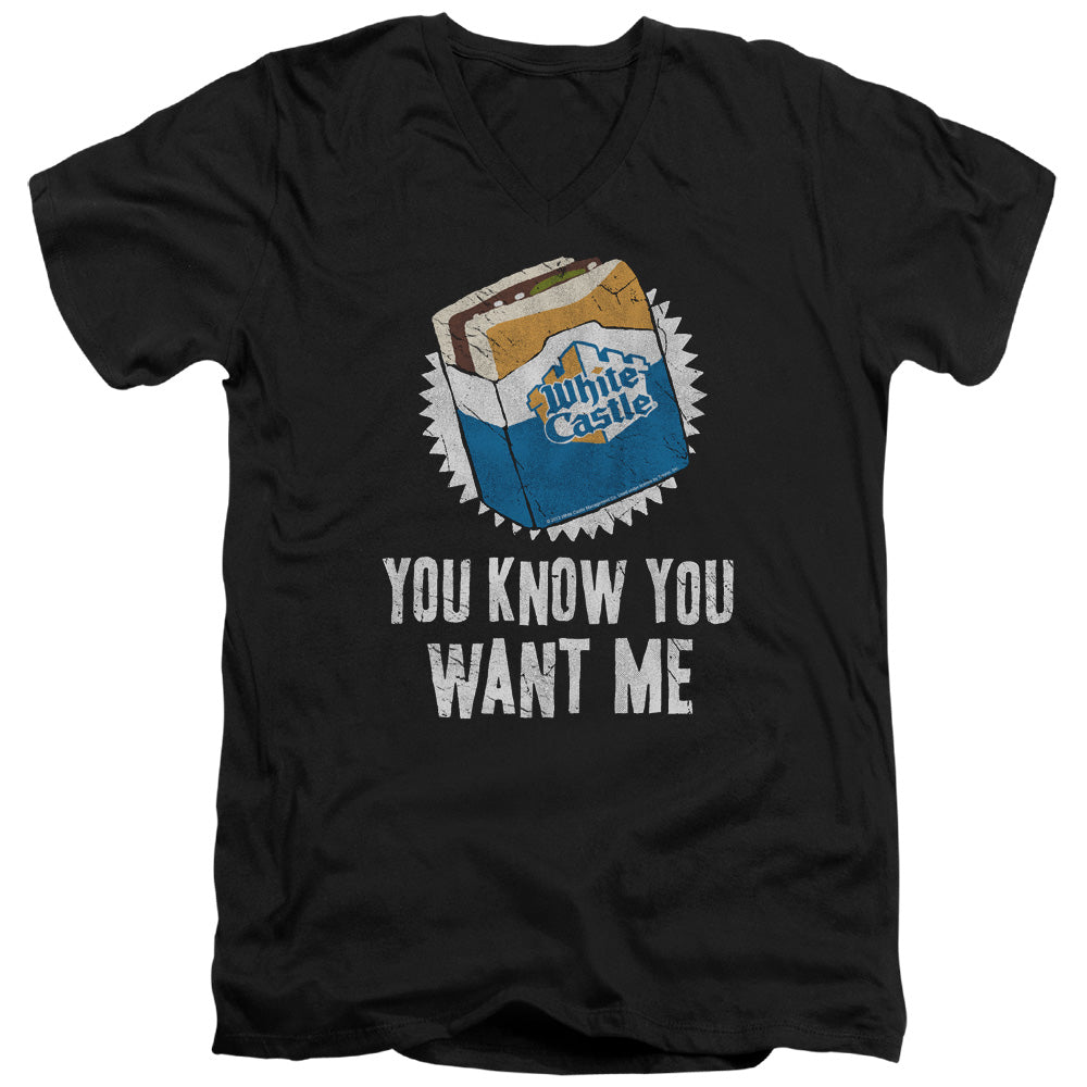 WHITE CASTLE/WANT ME - S/S ADULT V-NECK 30/1 - BLACK