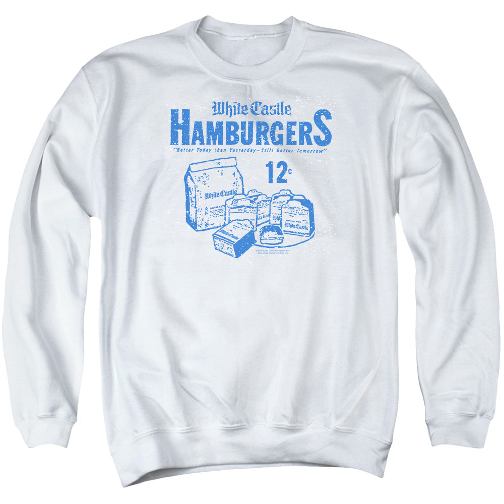 WHITE CASTLE/12 CENTS - ADULT CREWNECK SWEATSHIRT - WHITE