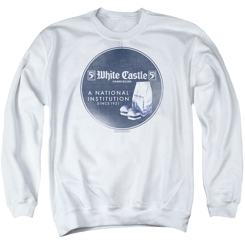 WHITE CASTLE/NATIONAL INSTITUTION - ADULT CREWNECK SWEATSHIRT - WHITE