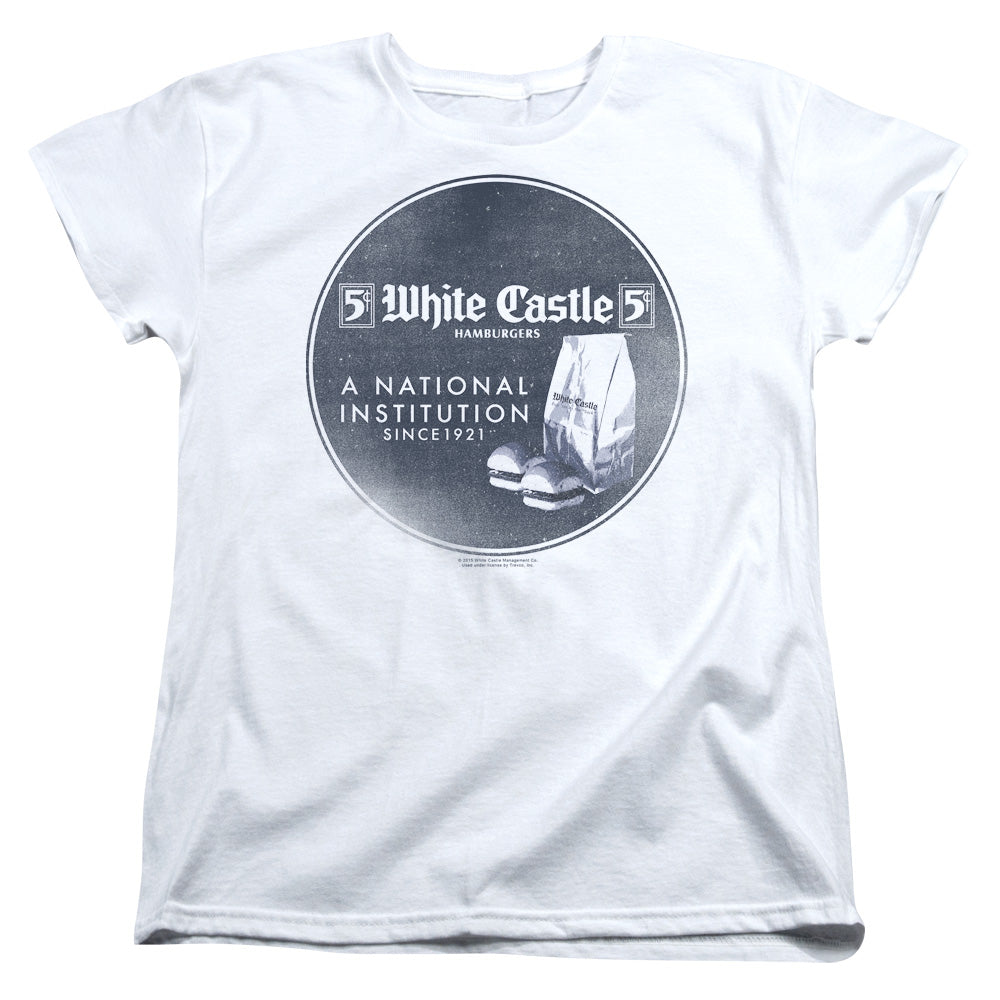 WHITE CASTLE/NATIONAL INSTITUTION - S/S WOMENS TEE - WHITE