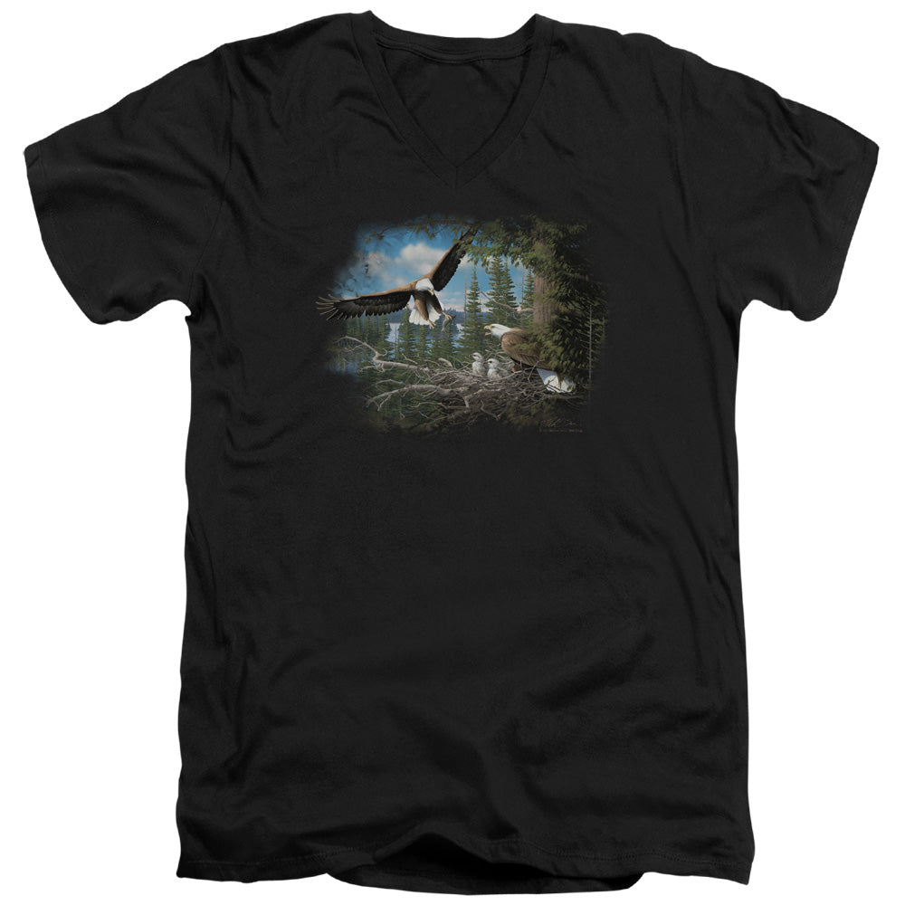 WILDLIFE/SPRING BALD EAGLES - S/S ADULT V-NECK 30/1 - BLACK