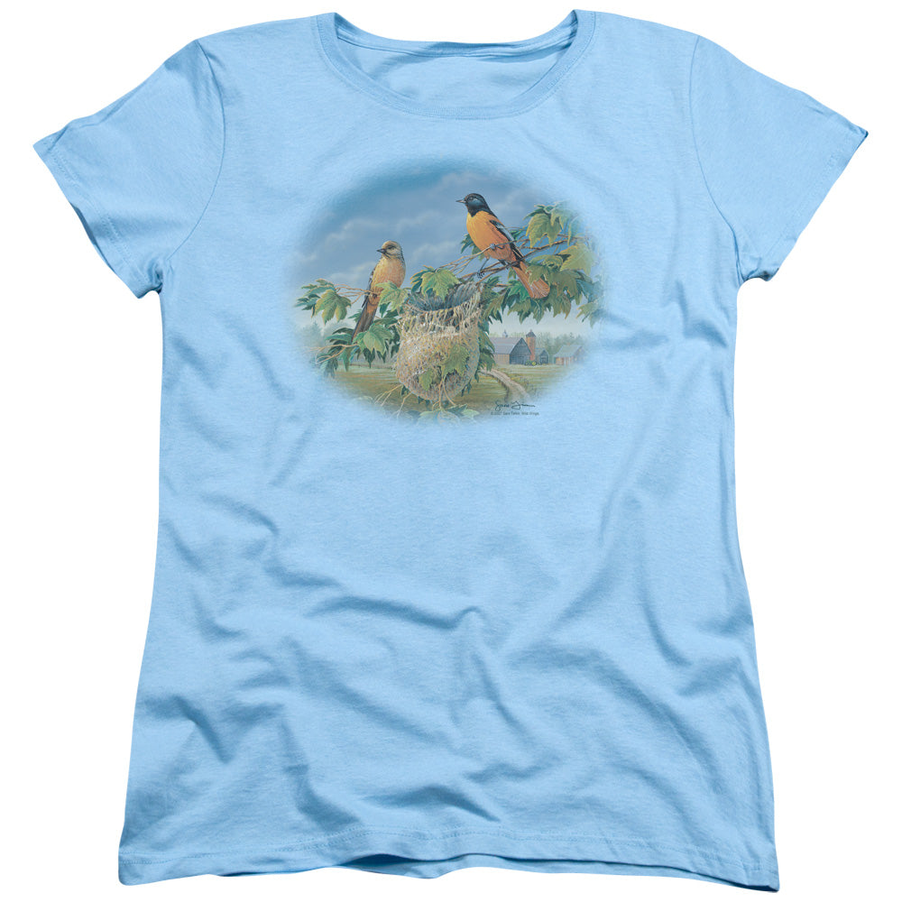 WILDLIFE/ORIOLES AND FARM - S/S WOMENS TEE - LIGHT BLUE