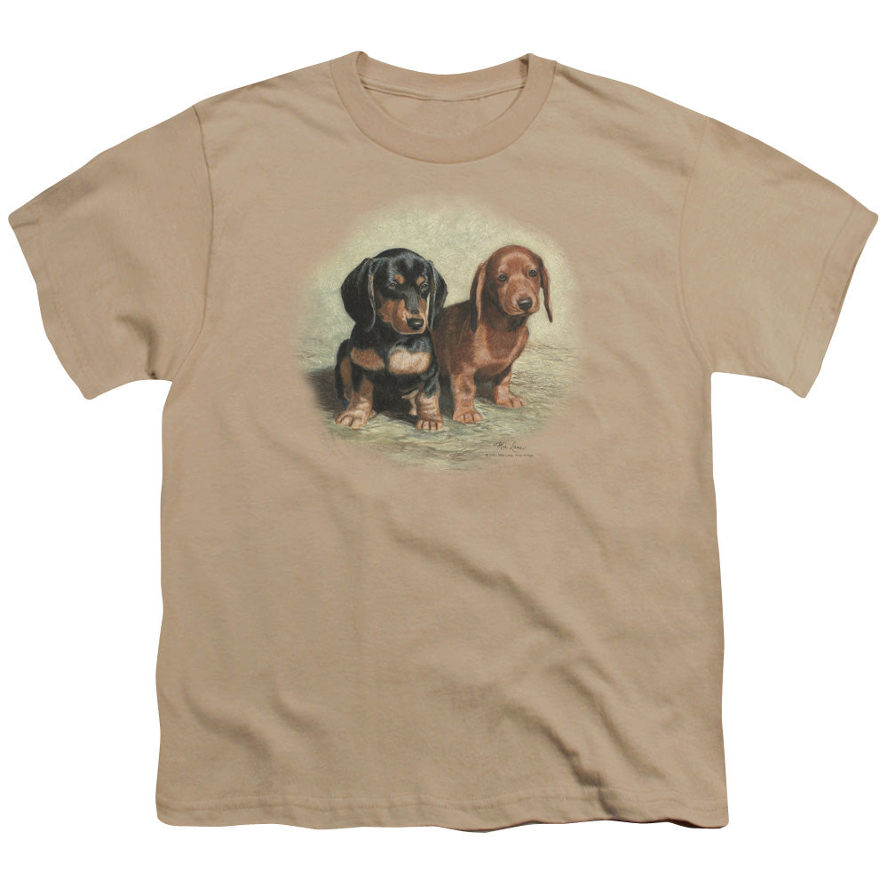 WILDLIFE/DACHSHUND PUPS - S/S YOUTH 18/1 - SAND