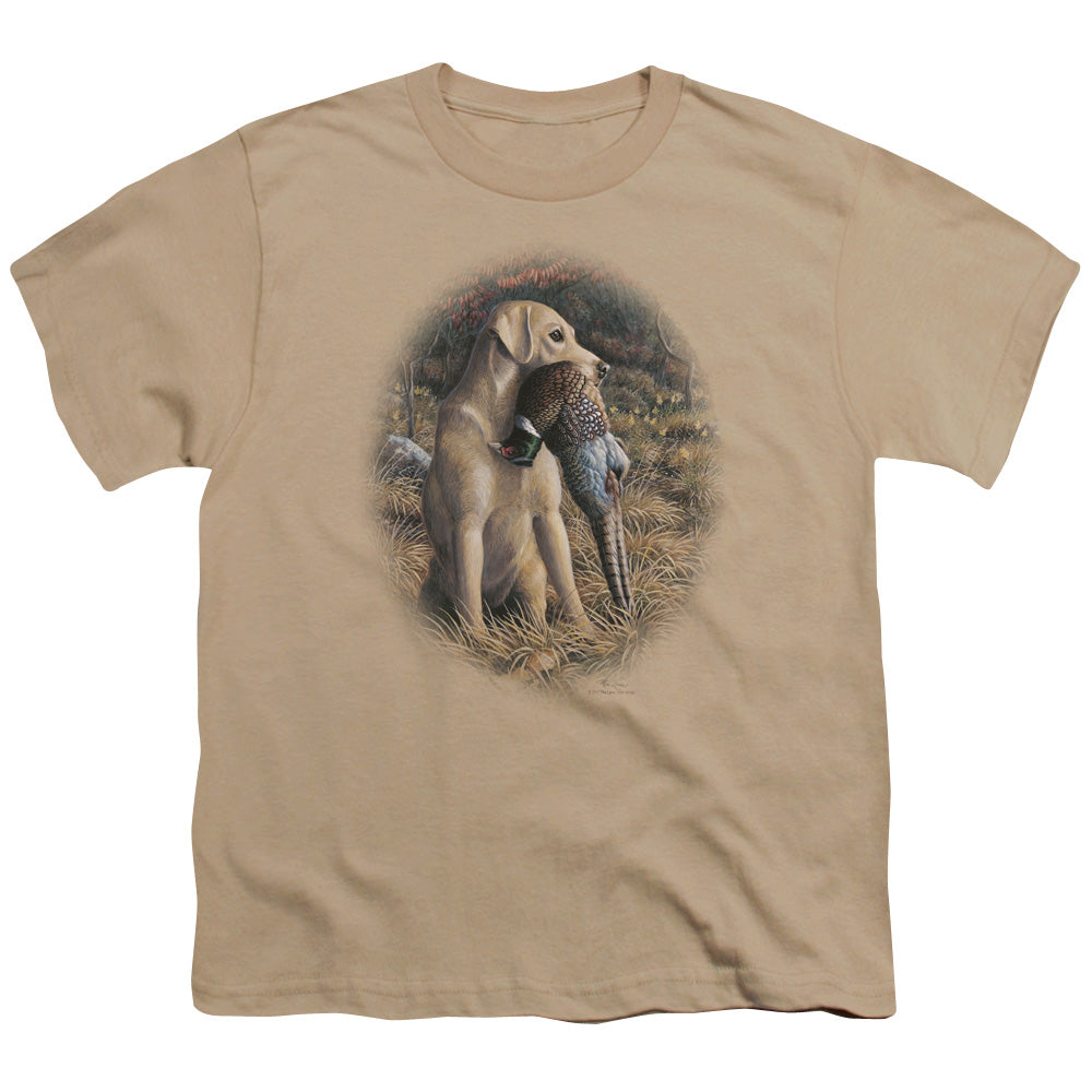 WILDLIFE/YELLOW LAB WITH PHEASANT - S/S YOUTH 18/1 - SAND
