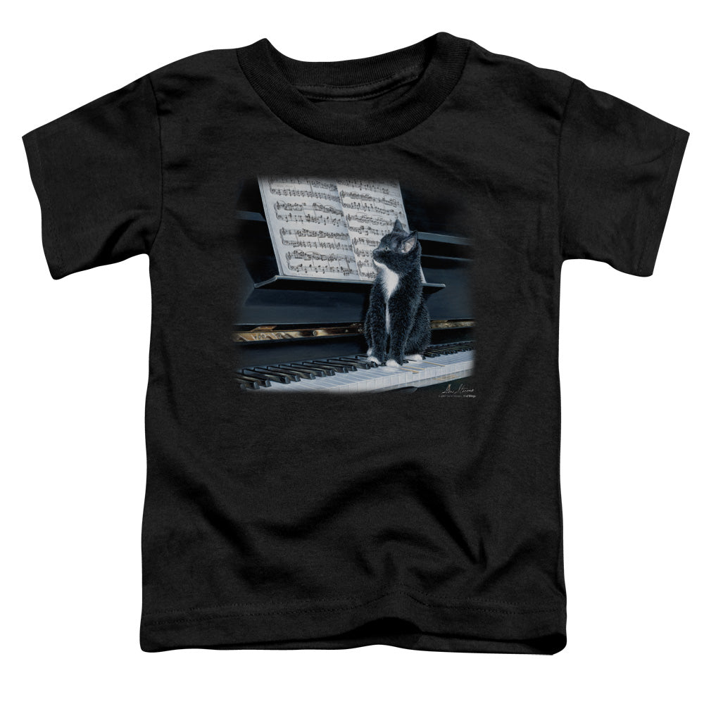 WILDLIFE/KITTEN ON THE KEYS - S/S TODDLER TEE - BLACK