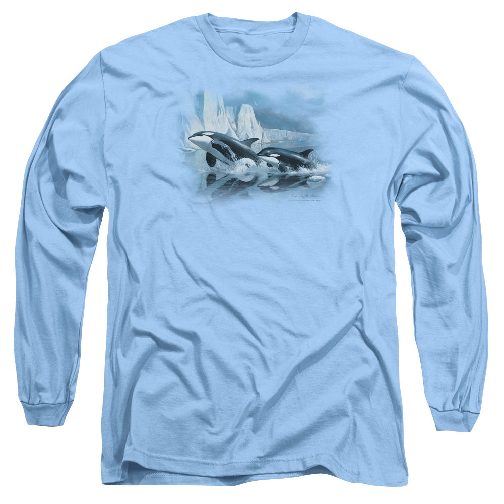 WILDLIFE/GLACIERS EDGE ORCAS -  L/S ADULT 18/1  - CAROLINA BLUE